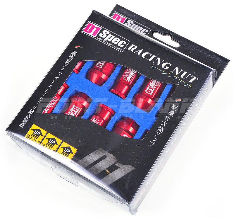 D1 Spec Racing Wheel Nut Set - 12 x 1.25mm Blue/Black/Red