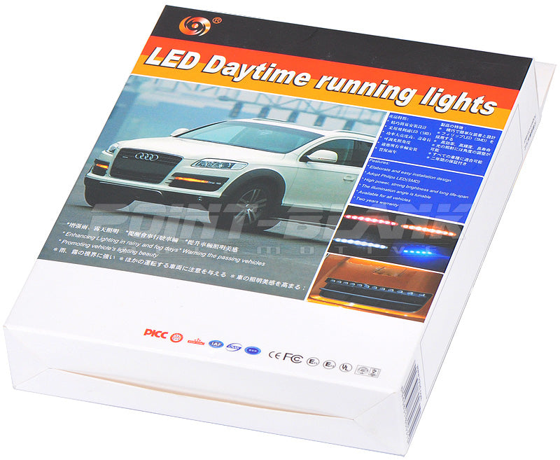 DRL 8x LED 9-16V Daytime Running Lights - 150lm 6000K White/Blue/Red