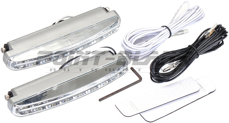 DRL 8x LED 9-16V Daytime Running Lights - 150lm 6000K White/Blue/Red