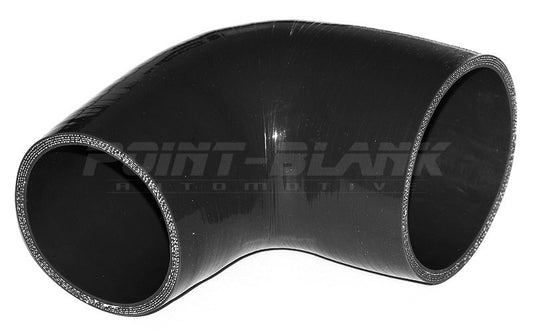 4 to 3.5 Inch ID (102-89mm) 90 Degree Elbow Reducer Silicone Hose - Blue/Black