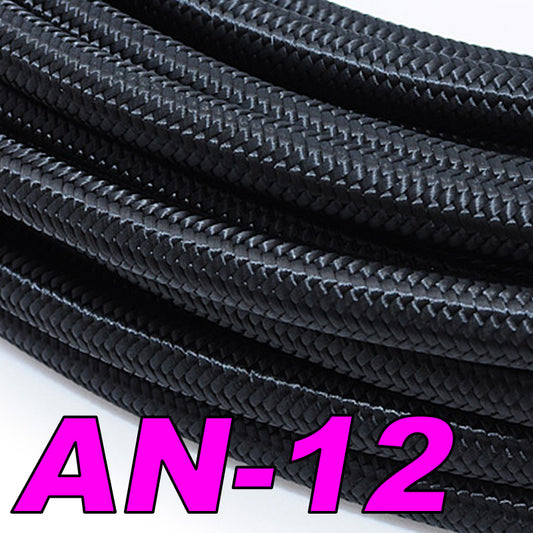 120 Series Black Nylon Braided Hose AN-12