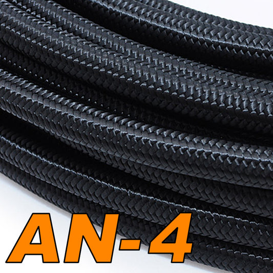 120 Series Black Nylon Braided Hose AN-4