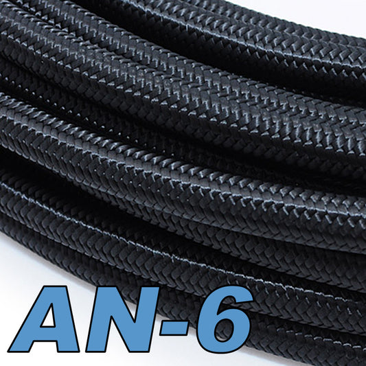 120 Series Black Nylon Braided Hose AN-6
