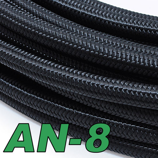 120 Series Black Nylon Braided Hose AN-8
