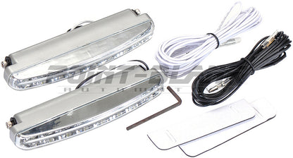 DRL 8x LED 9-16V Daytime Running Lights - 150lm 6000K White/Blue/Red