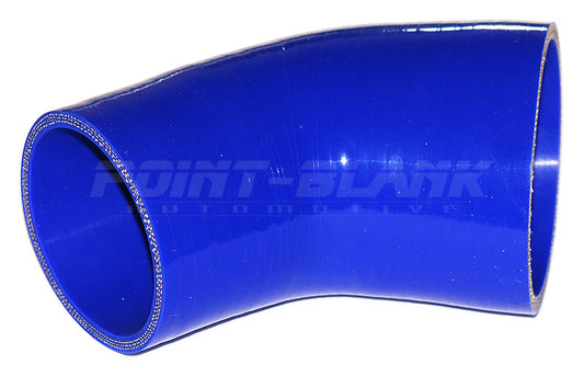 3 to 2.5 Inch ID (76-63mm) 45 Degree Elbow Reducer Silicone Hose - Blue/Black