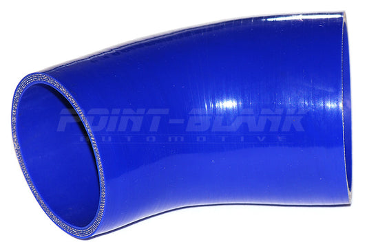 4 to 3.5 Inch ID (102-89mm) 45 Degree Elbow Reducer Silicone Hose - Blue/Black