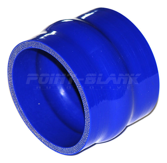 3.5 Inch ID (89mm) Straight Humped Joiner Silicone Hose - Blue/Black