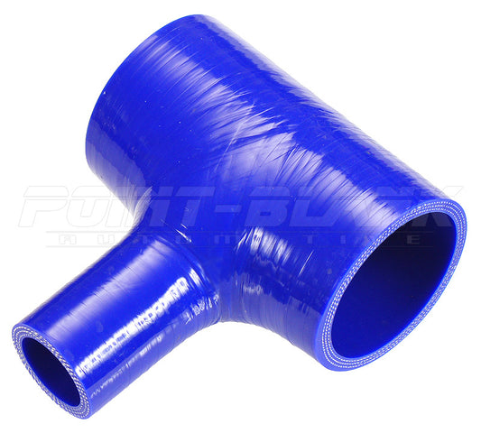 2 x 1 Inch ID Spout (51mm x 25mm) T-Piece Silicone Hose - Blue/Black