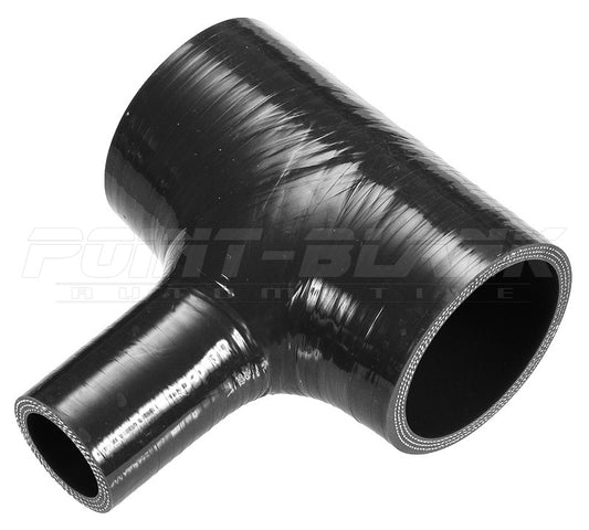 2 x 1 Inch ID Spout (51mm x 25mm) T-Piece Silicone Hose - Blue/Black